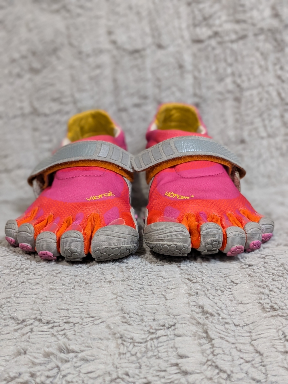 Vibram FiveFingers Pink Orange Gray Strap Minimalist Shoes - Picture 2 of 10